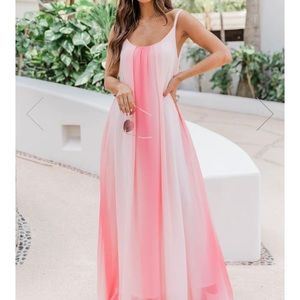 Pink Lily Oceans of Love Coral Ombré Maxi Dress - NWOT size small